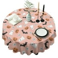 thumbnail image 1 of Pastel Halloween Icons Pattern Round Tablecloth 60"x60",Wrinkle Wipeable Table Cloth for Kitchen Dining Room Picnic Patio Party, 1 of 6