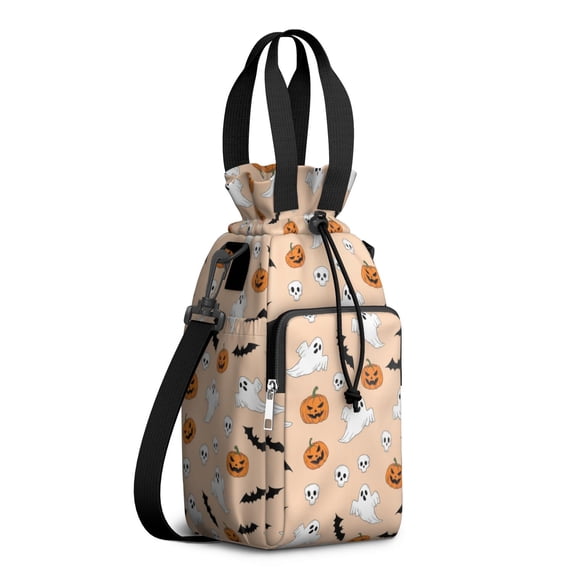 Pastel Halloween Icons Pattern Water Bottle Holder with Strap ...
