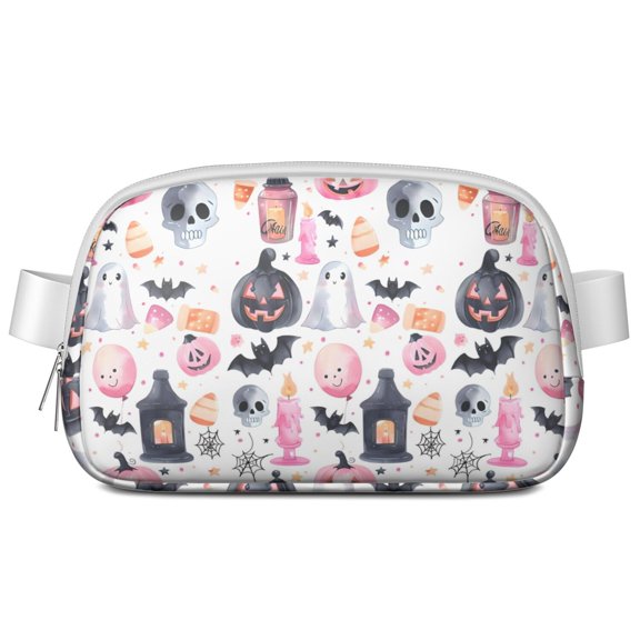 Pastel Halloween Pattern Cute Fanny Packs for Women,Travel Waterproof Crossbody Fanny Bags Waist Purse for Women Anti Theft Adjustable Strap for Running Travel Cycling
