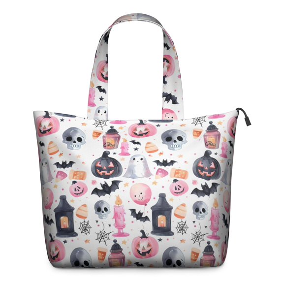 Pastel Halloween Pattern Travel Tote Bags for Women Carry On,Large Weekender Bags for Women Travel,Multi Functional Duffle Bag for Work,Shopping,Sports