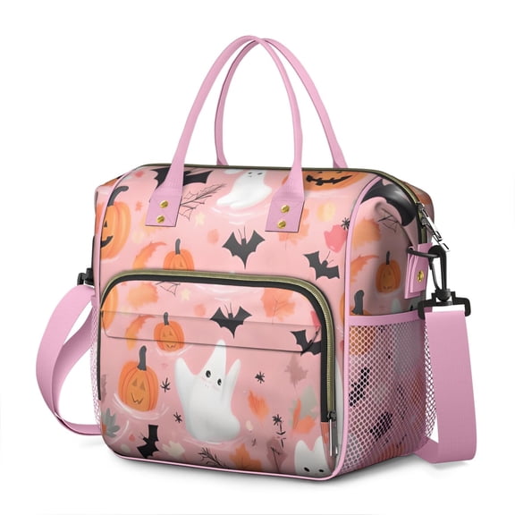 Pastel Halloween Pattern Womens Lunch Box for Work,Insulated Large Lunch Bag for Tween and Teen,Loncheras Para Mujer,Leakproof Adult Lunch Bag for Work,Beach,Travel,Picnic,Camping
