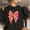 thumbnail image 1 of Pastel Halloween Pumpkin Tops Round-neck pure cotton sweatshirt Coquette Neon Bow Sweatshirts Long Sleeve Casual Pink Ghost Bow Pullover Cotton Print Shirts Black,XL, 1 of 5