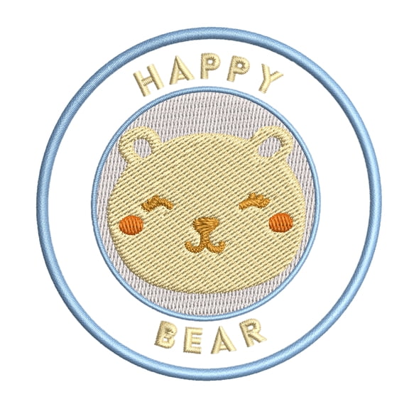 Pastel Happy Bear 3.5" Iron On Or Sew On Embroidered Fabric Badge Patch Cute Kids Children Iconic Series