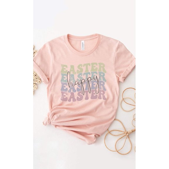 Pastel Happy Easter Echo Graphic Tee T-Shirt