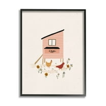 Pastel Hen House Eggs Chickens Animals & Insects Graphic Art Black Framed Art Print Wall Art
