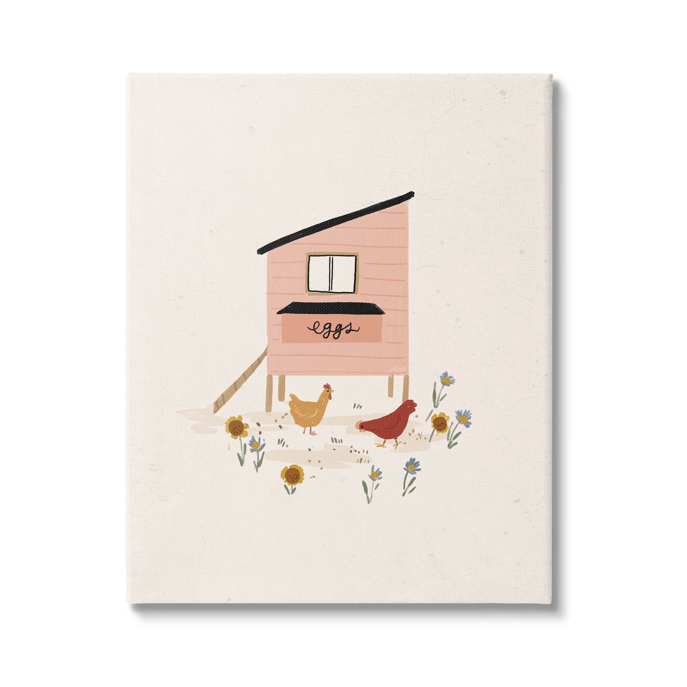 Pastel Hen House Eggs Chickens Animals & Insects Graphic Art Gallery Wrapped Canvas Print Wall Art