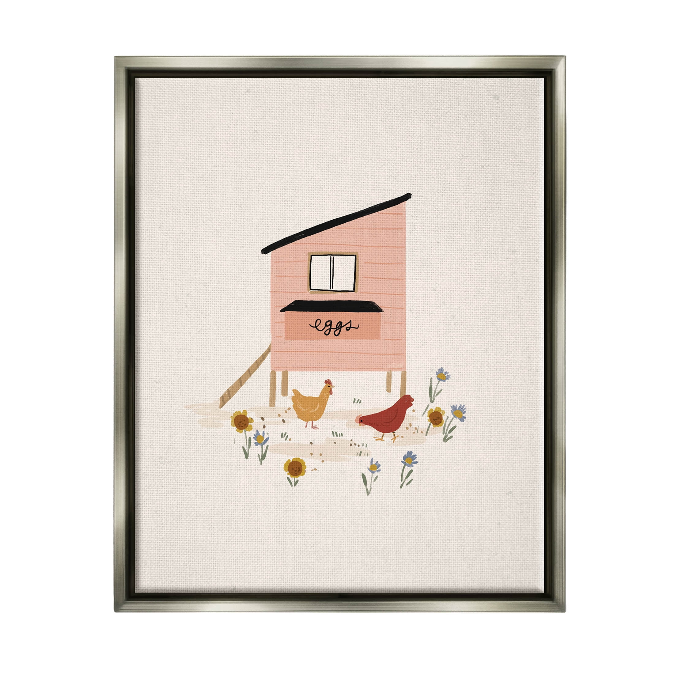 Pastel Hen House Eggs Chickens Animals & Insects Graphic Art Luster Gray Framed Art Print Wall Art