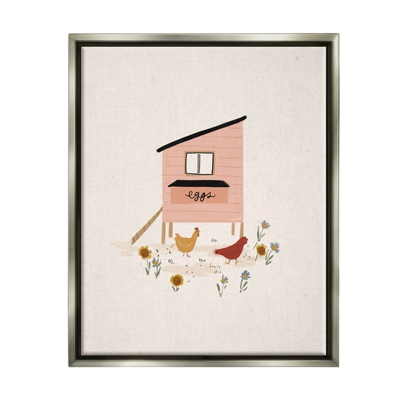 Pastel Hen House Eggs Chickens Animals & Insects Graphic Art Luster Gray Framed Art Print Wall Art