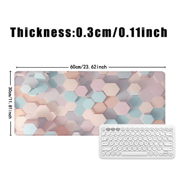 Pastel Hexagon Pattern Mouse Pad 31.5 x 11.82 Inches Rubber Desk Mat for Office and Home Use