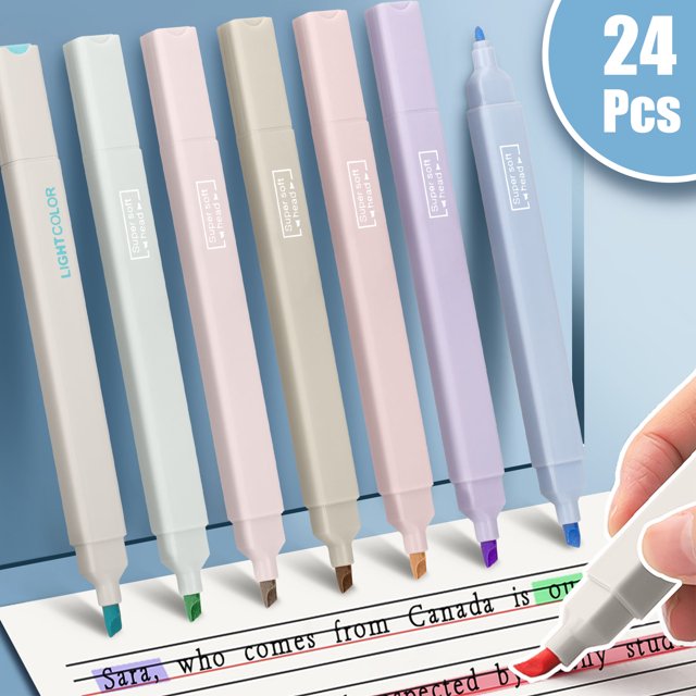 Pastel Highlighters, TSV 24 Assorted Colors Double End Highlighter