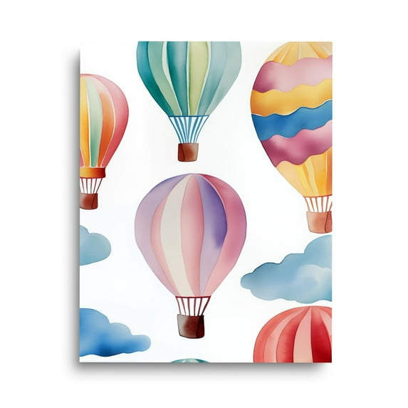 Pastel Hot Air Balloons Print, Dreamy Nursery Wall Art, Sky Balloon Poster, Whimsical Baby Room Decor, Playroom Hot Air Balloon Theme Home Decor #3481, Unframed Poster Size 16x24