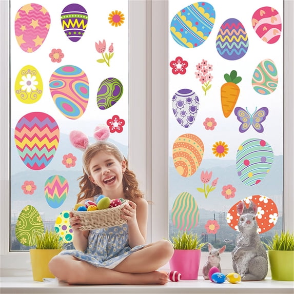 Pastel-Hued Seasonal Static Clings, Easter Window Clings for Glass Windows, Spring Window Clings for Glass Windows, Window decals for Glass Windows, Easter Gel Window Clings,