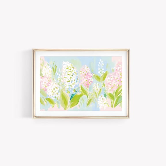 Pastel Hydrangea Garden Wall Art Print, Unframed Paper Poster 8x10in