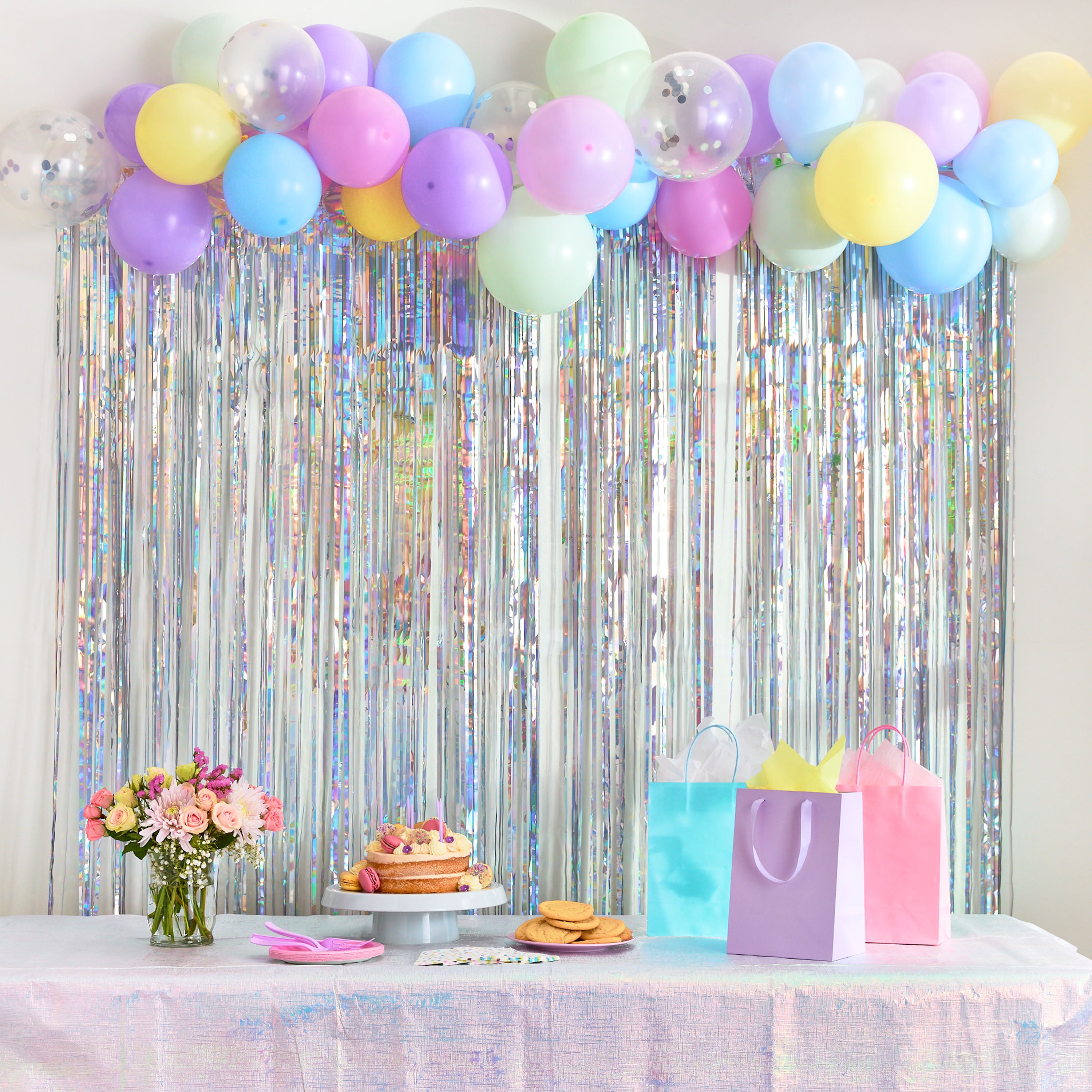 Multicolor Pastel and Iridescent Confetti-Filled Balloons Arch Kit, 37 Pieces, by Way To Celebrate