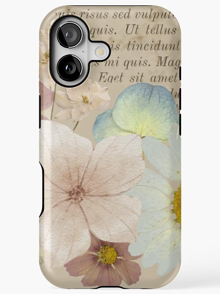 Pastel Layered Flowers and Cursive Script Tough Case for Apple iPhone ...
