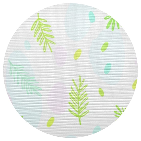 Pastel Leaf Silhouettes 15.4in Diameter PVC Plate Mat, Heat-Resistant and Cuttable, Kitchen Decor