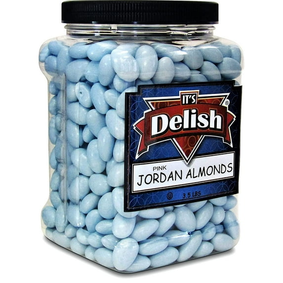Pastel Light Blue Jordan Almonds by Its Delish, 3.5 lbs Jumbo Container Kosher Almond Nut with Sweet Hard Candy Coating - Weddings, Birthday Boy, Baby Shower Theme Party Favors and Candy Buffets...