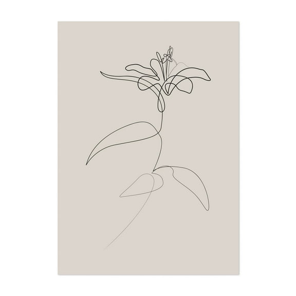 Pastel Lily - Line Drawing Line Art Minimalist Floral Sketch Modern Art Botanical Abstract Unframed Wall Art Print 4 x 6 inches