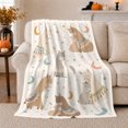 thumbnail image 1 of Pastel Llamas with Crescent Moons Stars and Teepee Pattern, Cute Boho Animal Art for Llama Lovers, Birthday Gift, Cozy Flannel Blanket for Bedroom, Fresh Home Decor, 1 of 9