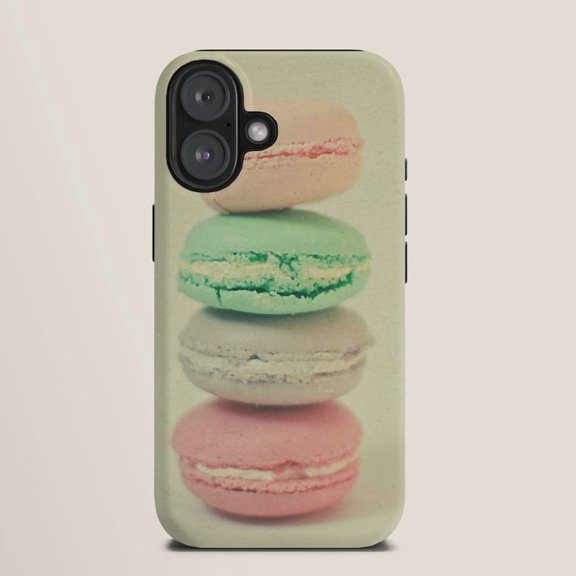Pastel Macaron Stack Tough Case for Apple iPhone, Polycarbonate Outer Shell with Shock-Absorbing TPU Liner