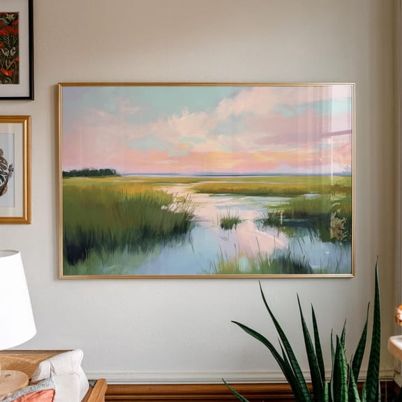 Pastel Marsh, Southerner Decor, Coastal Summer Wall Art , Beach House Pastel, Dorm Room Decor, Low Country Unframed Paper Print