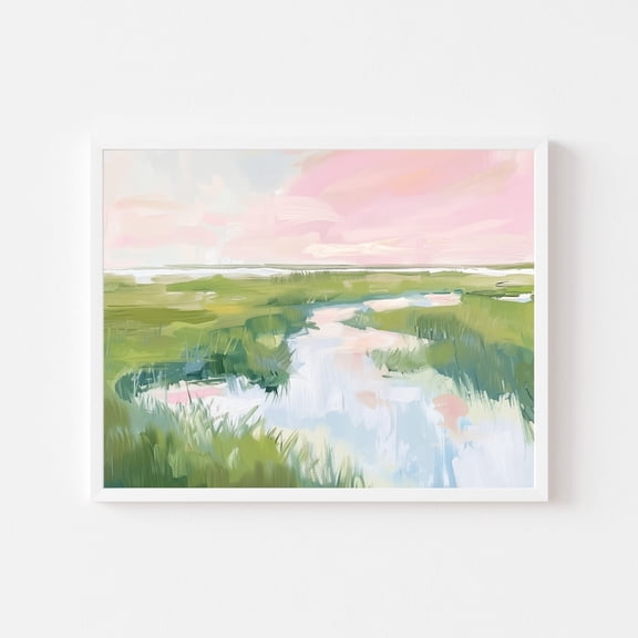 Pastel Marsh Sunset Coastal Landscape Wall Art, Unframed Paper Print Size 24x36