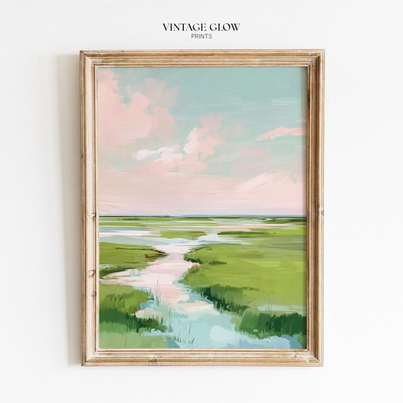 Pastel Marsh Sunset Print Coastal Landscape