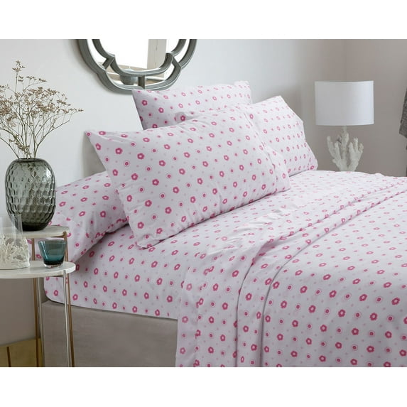 Pastel Marshmallow Hypoallergenic Brushed Microfiber 4 piece Floral Sheet Set Bedspread Full Size Plin