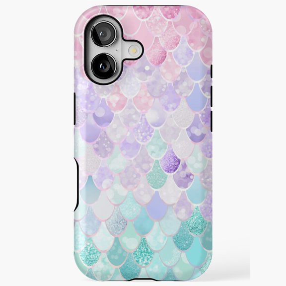 Pastel Mermaid Scale Glitter Sparkle Phone Case 17 11 12 13 14 15 17 Pro Max