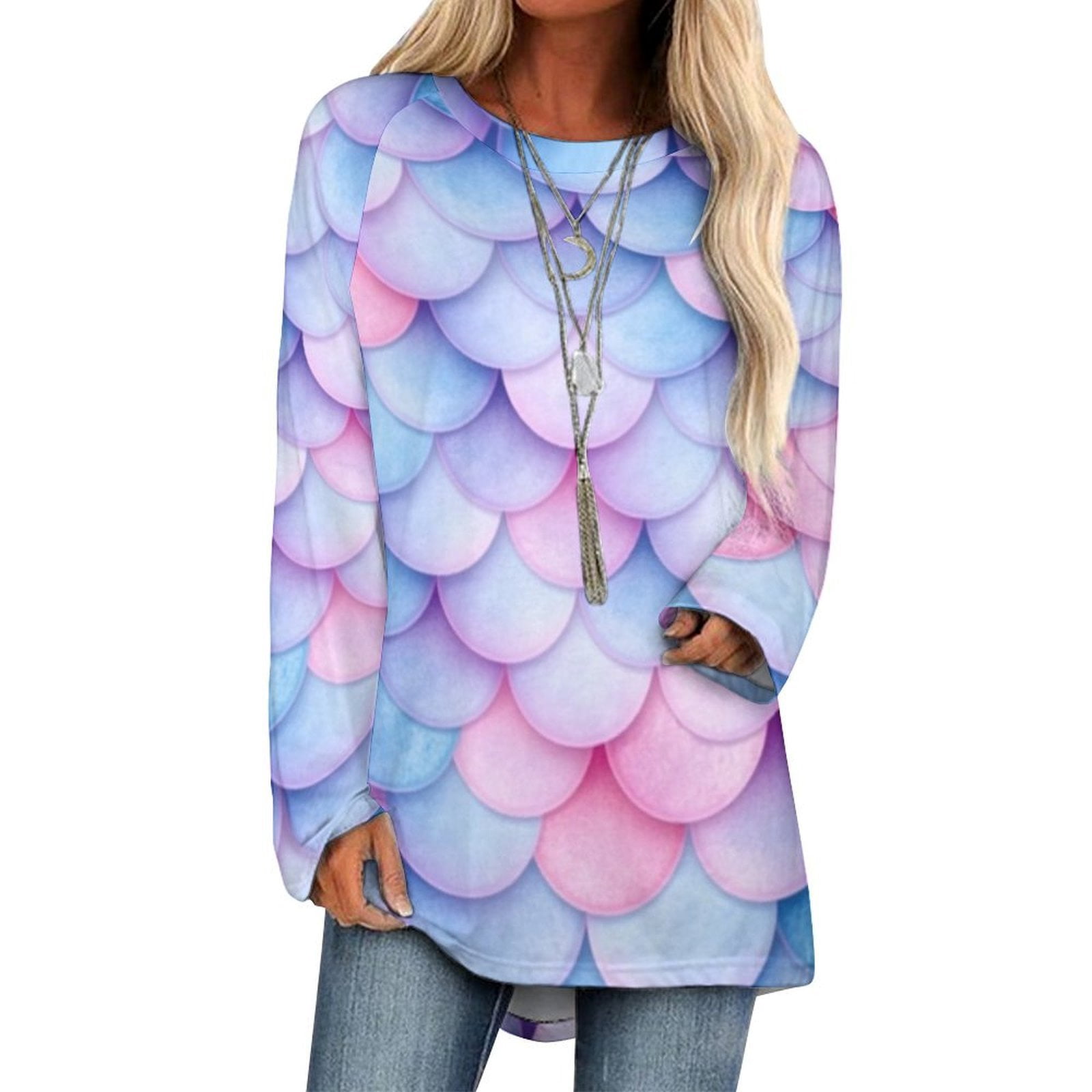 Mermaid Pastel Pattern Print Women Long Robe