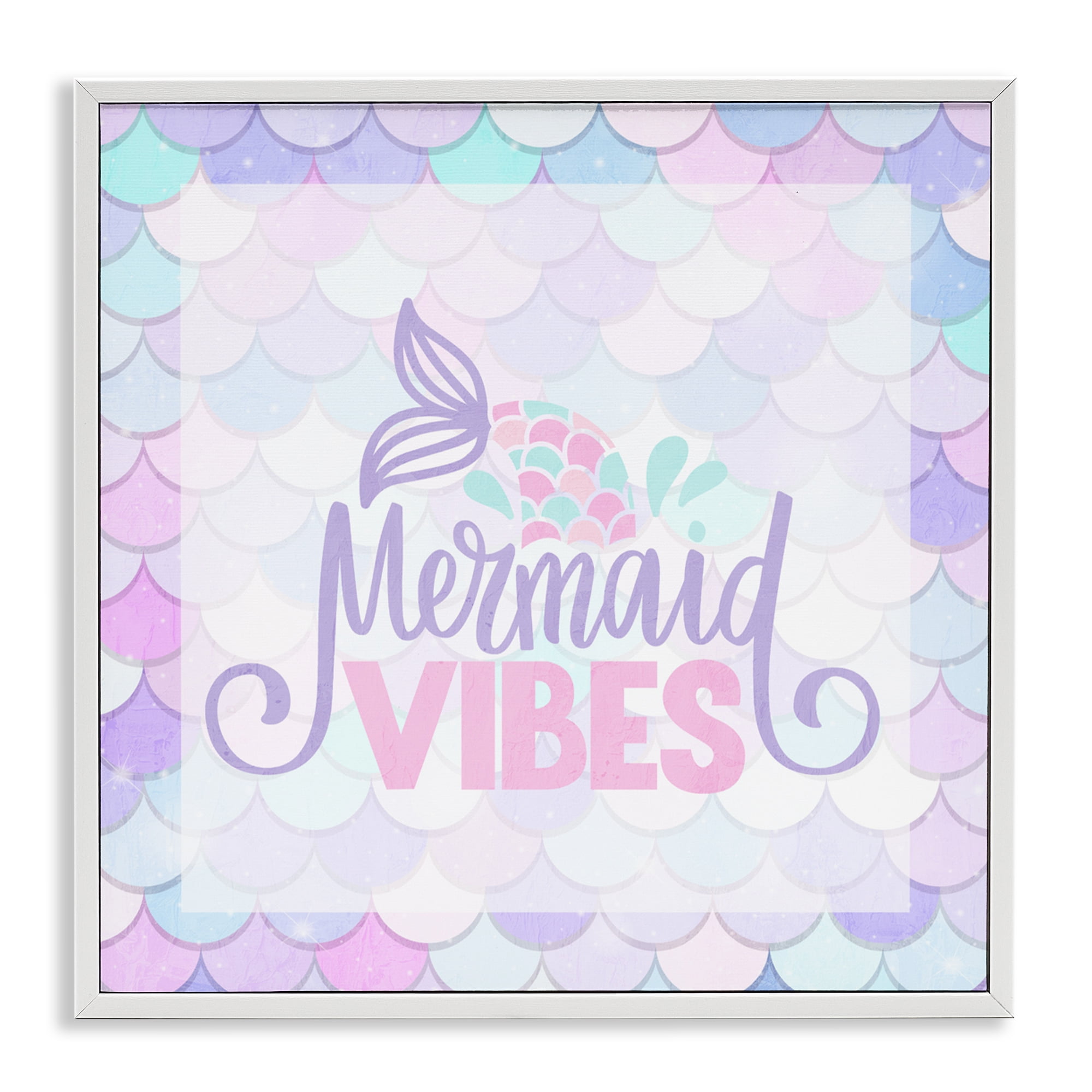 Pastel Mermaid Vibes White Framed Giclee Art, design by Kim Allen