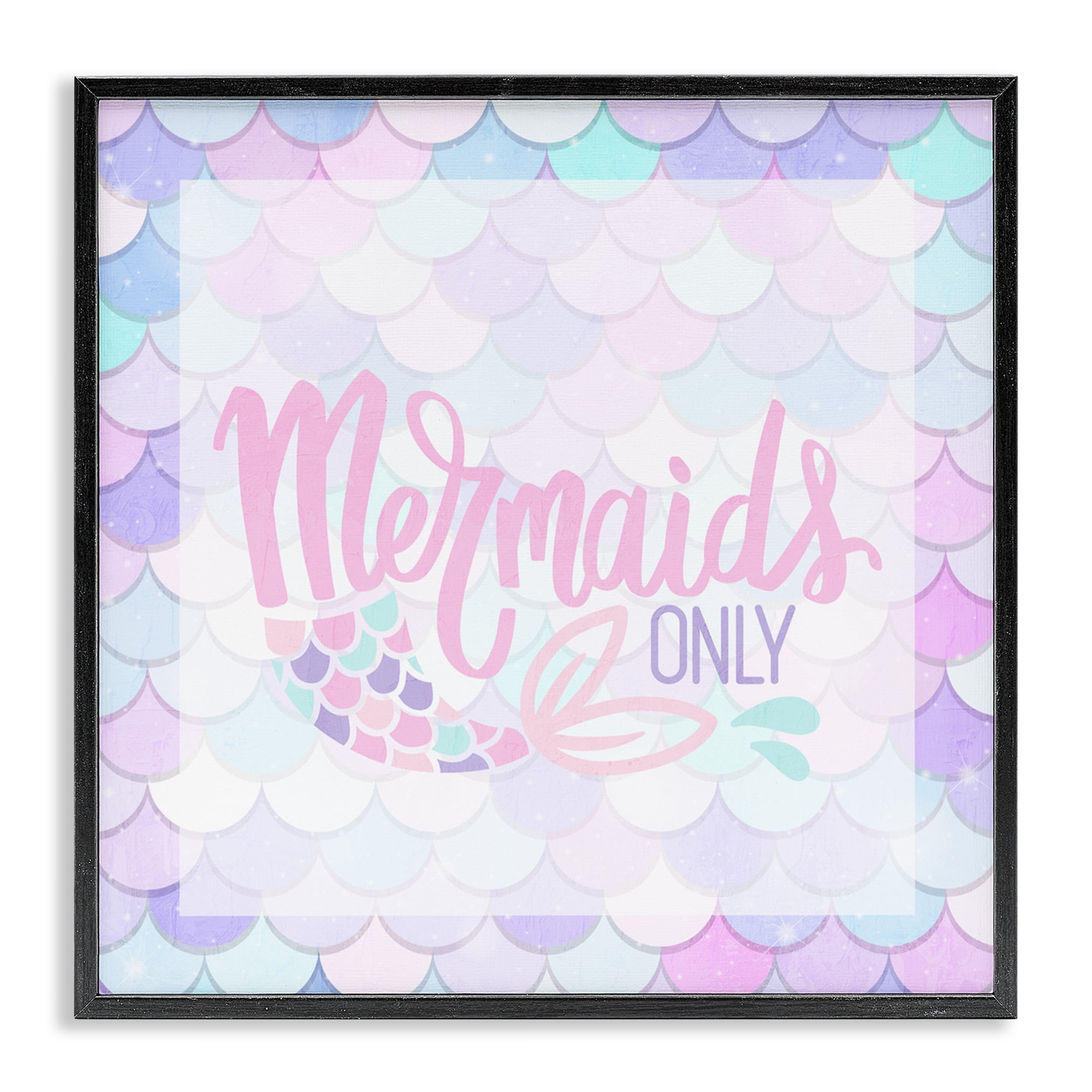 Pastel Mermaids Only Black Framed Giclee Art, design by Kim Allen