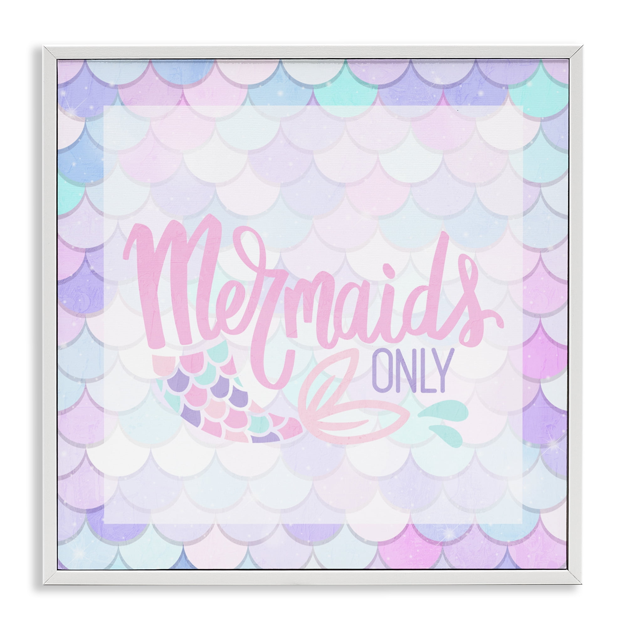 Pastel Mermaids Only White Framed Giclee Art, design by Kim Allen