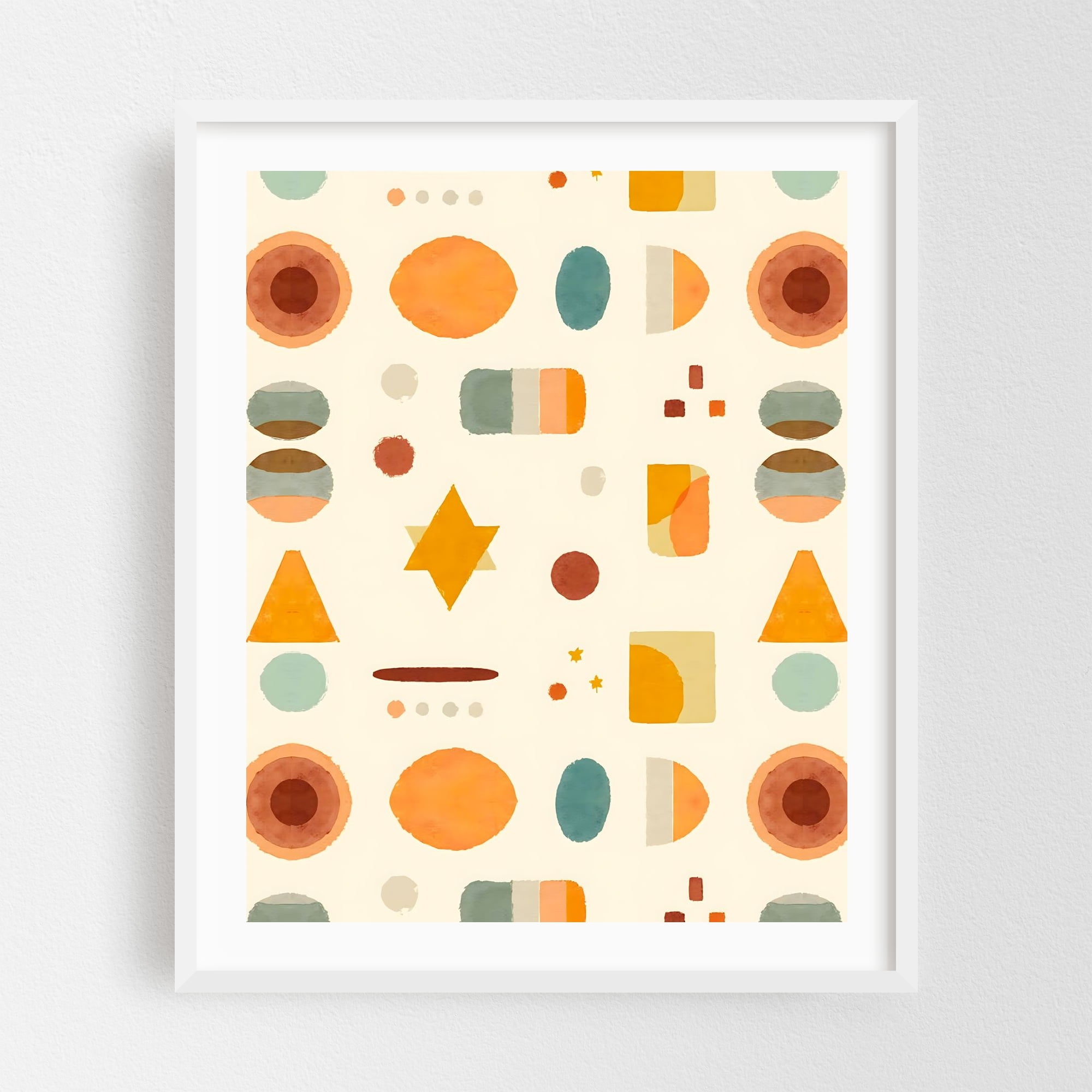 Abstract Circle Boho Earth Tone Geometric Modern Minimalist Wall Art ...