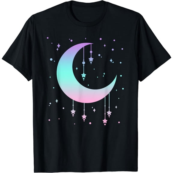 Pastel Moon Kawaii Pastel Goth T-ShirtMen's and women's gift, black and white T-shirt, size: Extra large S-4XL
