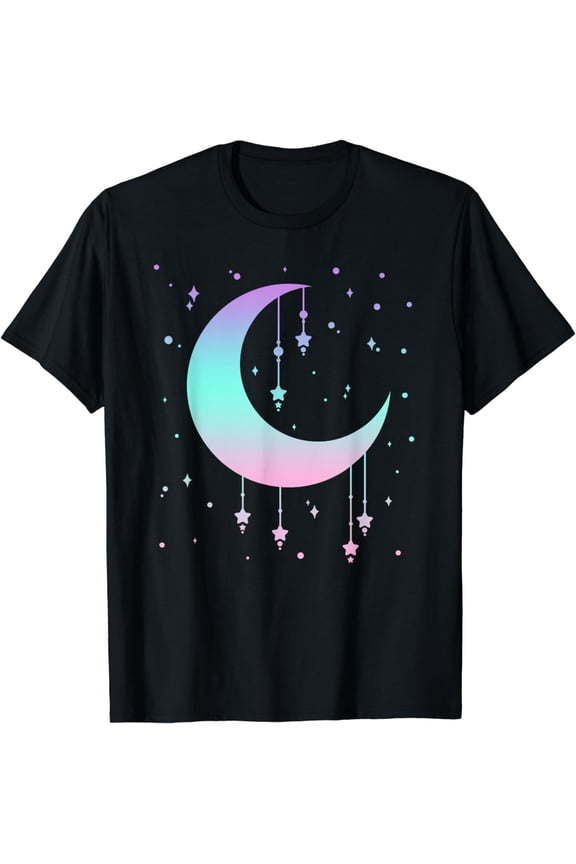 Pastel Moon Kawaii Pastel Goth T-ShirtMen's and women's gift, black and white T-shirt, size: Extra large S-4XL