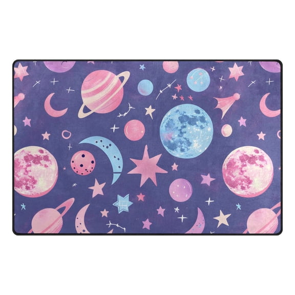 Pastel Moons Pattern Memory Foam Area Rug 31"x20" Non Slip, Absorbent, Fade Proof for Living Room, Bedroom, Office