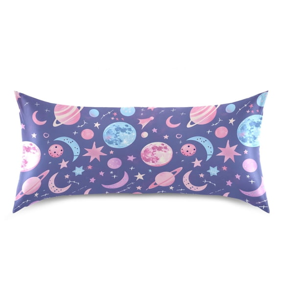 Pastel Moons Pattern Pillow Case Standard Size Silky Satin Pillow Cover for Bedroom 20x26 Inch