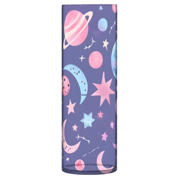 Pastel Moons Pattern Vase Flower Vase Clear Unbreakable Plastic Tall Decorative 11.8in