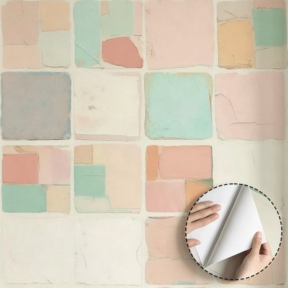 Pastel Morandi Patchwork Wallpaper Modern Minimalist Aesthetic Boho Self Adhesive and Removable Waterproof Home Decor for Living Room Bedroom Kitchen Cabinet Drawer Dorm Room 17.7 * 118 in