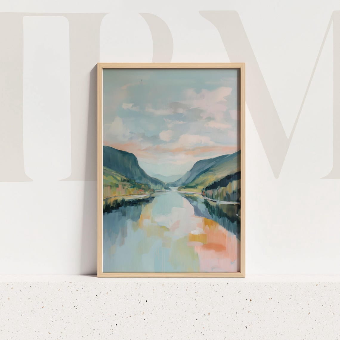 Pastel Mountain Lake Wall Art Print Scenic Nature Calm Water Reflection ...