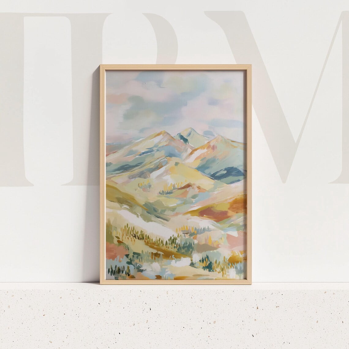 Pastel Mountain Landscape Art Print, Scenic Nature Wall Decor Home ...