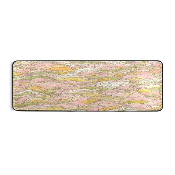 Pastel Mountain Range 72x24" Runner Rug, Non-Slip Memory Foam Cushion, Anti-Crease for Hallways and Bedrooms