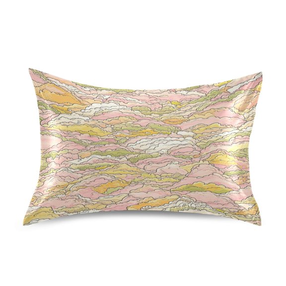 Pastel Mountain Range Standard Size Satin Pillowcase 20''x26'' Double-Sided Print Soft Wrinkle Resistant
