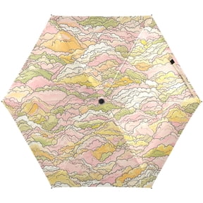 Pastel Mountain Range Umbrellas for Sun Auto Open Close UV50+ Waterproof 5-Fold Compact Fiberglass Frame
