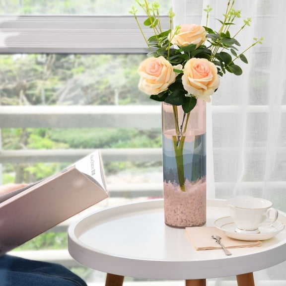 Pastel Mountains Plastic Vase 11.8'' x 3.9'' Transparent Non Breakable Decorative for Family