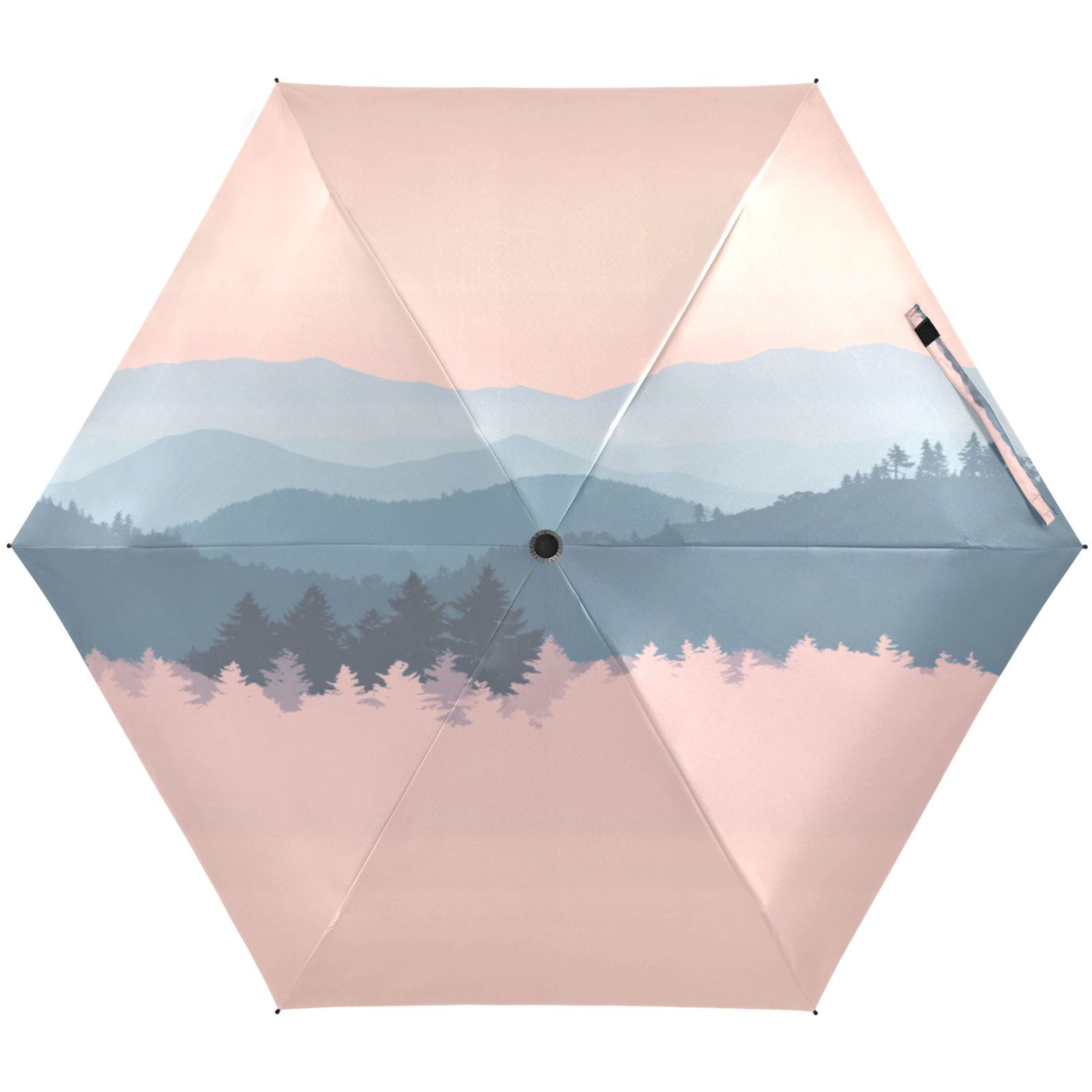 Pastel Mountains Umbrellas for Sun Auto Open Close UV50+ Waterproof 5-Fold Compact Fiberglass Frame