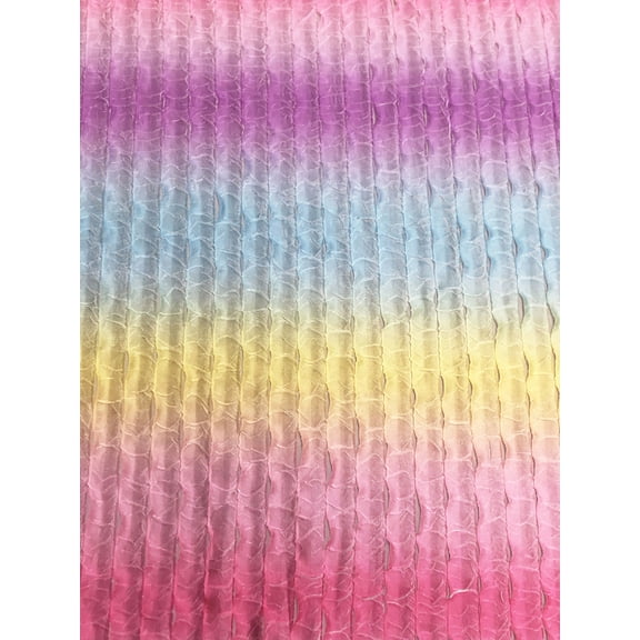 Pastel Multi Colors on 1" Ruffles 2 Way Stretch Polyester Spandex Fabric by the Yard