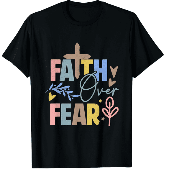 Pastel Nature Elements Cross Faith Over Fear Unisex T-Shirt