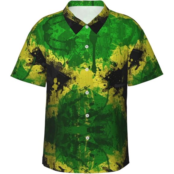 Pastel Neon Dinosaurs Mens Hawaiian Shirt Short Sleeve Casual Button Up Tropical Summer Beach Shirt